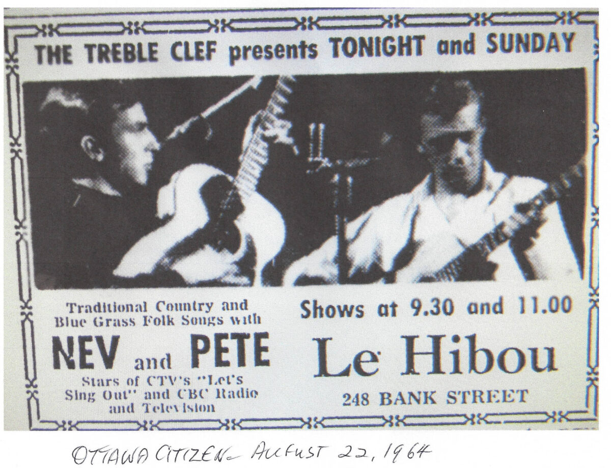Newspaper Ad, Nev and Pete at Café Le Hibou.